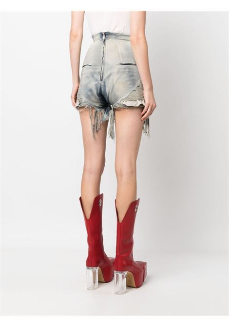 Shorts in denim strappati a vita alta in grigio - donna RICK OWENS DRKSHDW | DS01D1313SKYFR46